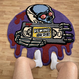 REWIND OR DIE! – Handmade Horror Tufted Rug