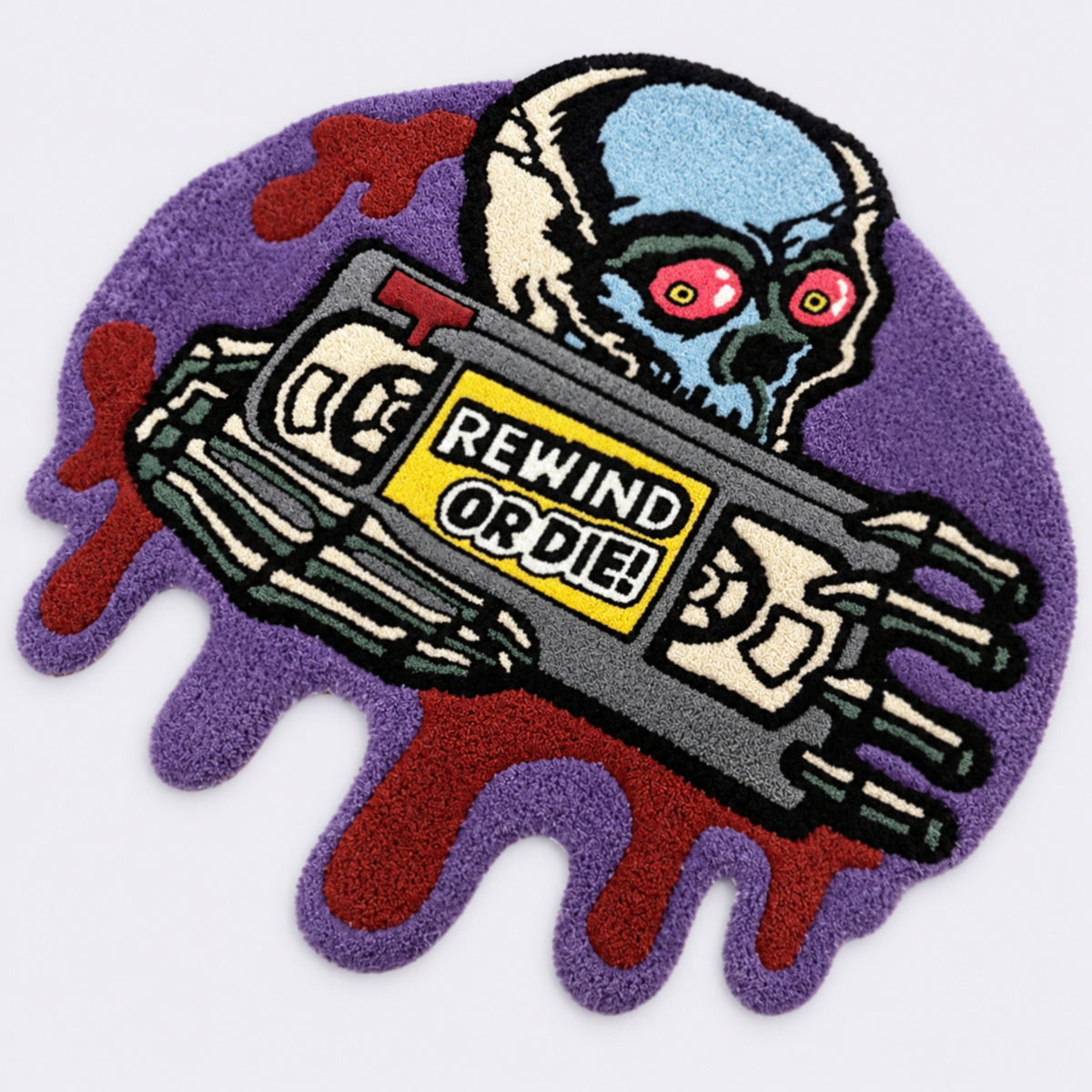 REWIND OR DIE! – Handmade Horror Tufted Rug
